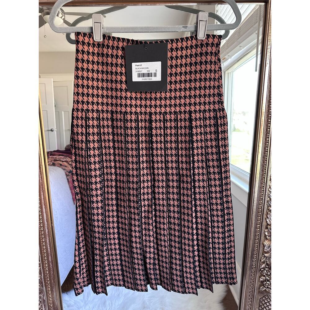 Aleeza Paris Black Brown Houndstooth Wonder Pleated Skirt Size 25 NEW NWT! - Picture 4 of 4